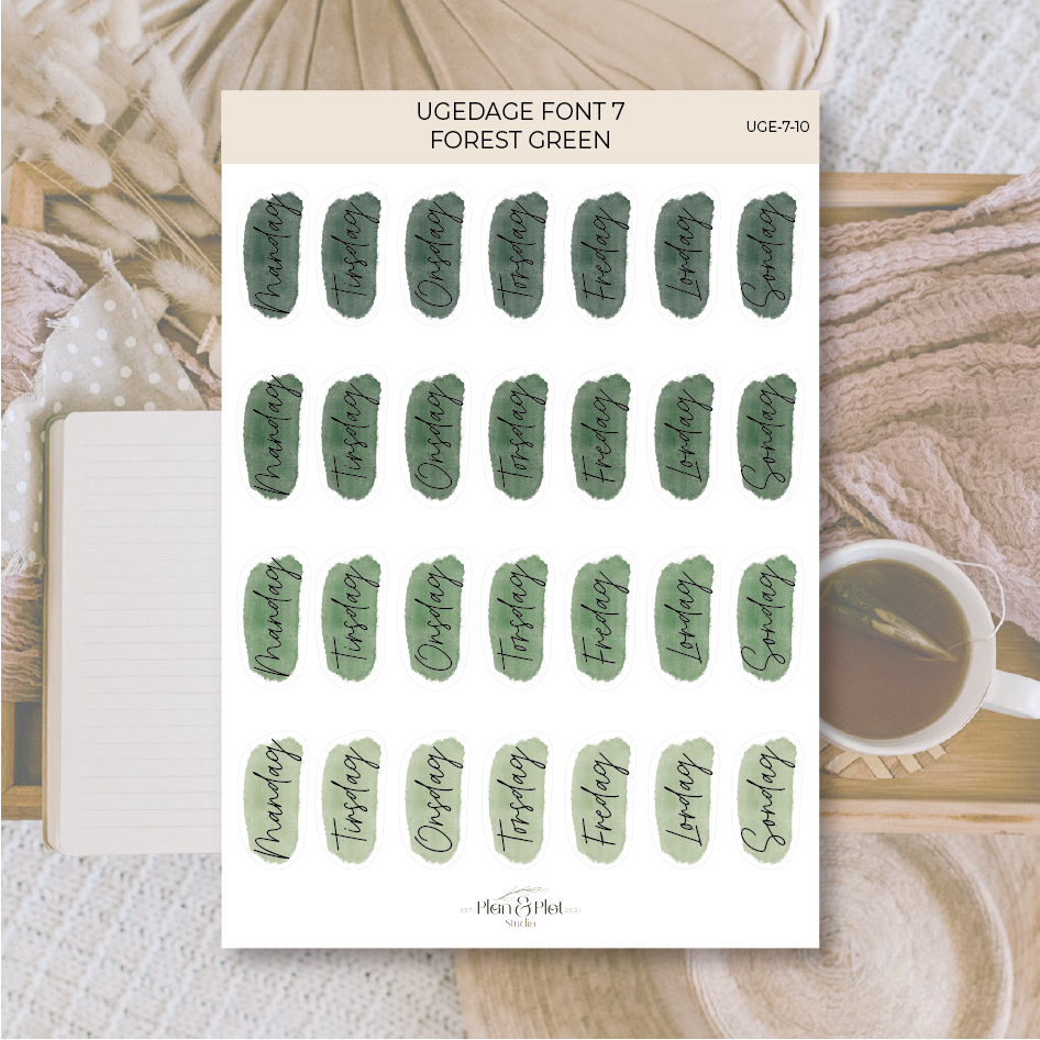 UGE-7-10 - ugedage font 7 - Forest green