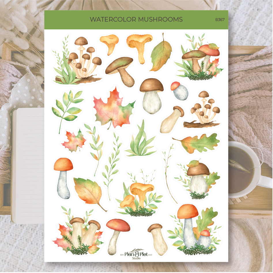8367 - Watercolor mushrooms
