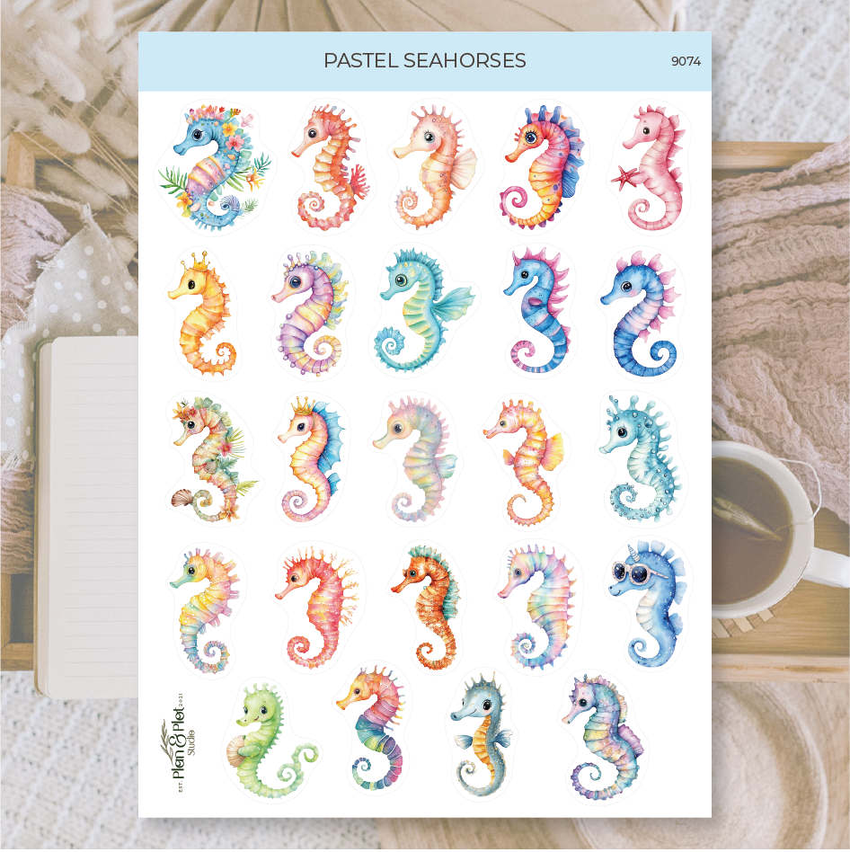 9074 Pastel seahorses