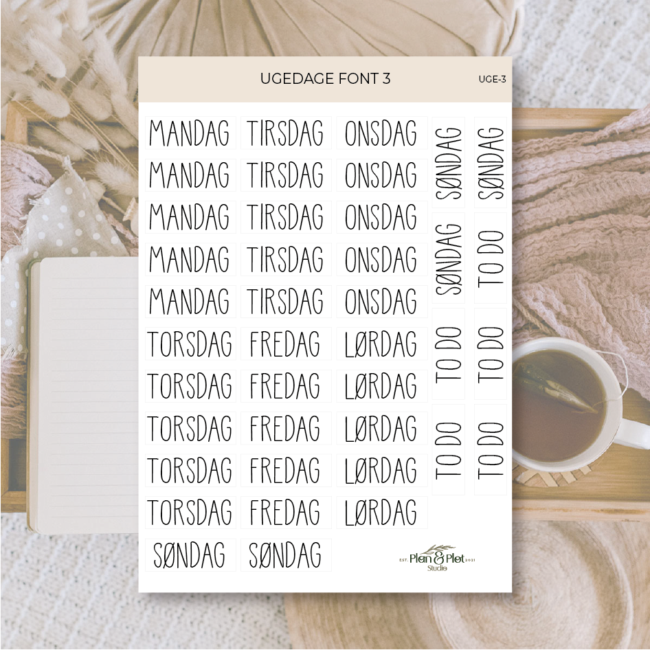 UGE-3 - ugens dage font 3